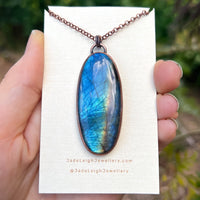Snake silhouette necklace, labradorite and copper