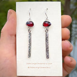 Garnet bar earrings