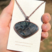 Wedge tailed eagle spirit animal necklace, copper and labradorite