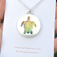 Turtle necklace, labradorite & sterling silver