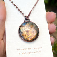 Dog paw print silhouette necklace, labradorite and copper