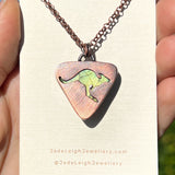 Kangaroo spirit animal necklace, copper and labradorite