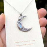 Moonstone textured crescent moon pendant