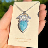 Larimar & moonstone moon phase pendant