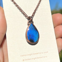 Shark spirit animal necklace, copper and labradorite