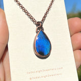 Shark spirit animal necklace, copper and labradorite