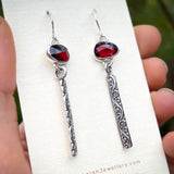 Garnet bar earrings