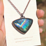 Kangaroo spirit animal necklace, copper and labradorite