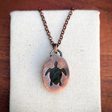 Turtle spirit animal necklace, copper and labradorite