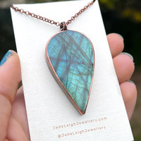 Copper labradorite dragon pendant