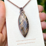 Leaves silhouette necklace, copper and labradorite