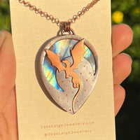 Copper labradorite dragon pendant
