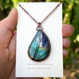 Manta ray totem spirit animal necklace, labradorite and copper