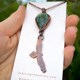 Wedge tailed eagle pendant, copper & labradorite