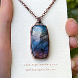 Shark spirit animal necklace, copper and labradorite