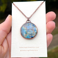 Copper labradorite dragon pendant