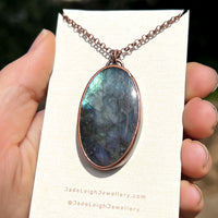 Wolf spirit animal necklace, copper and labradorite