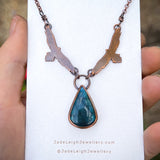 Wedge tailed eagle necklace, copper & labradorite