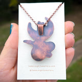 Copper dragon moon pendant with labradorite