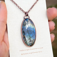 Whale totem spirit animal necklace, labradorite and copper