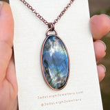 Whale totem spirit animal necklace, labradorite and copper