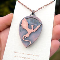 Copper labradorite dragon pendant
