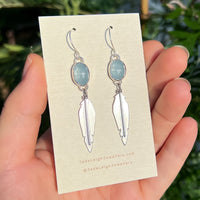 Aquamarine feather earrings