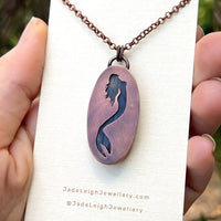 Mermaid silhouette necklace, labradorite and copper