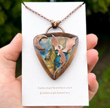 Copper labradorite dragon moon pendant