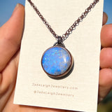 Copper moonstone reversible pendant