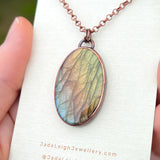 Copper labradorite dragon mountains pendant