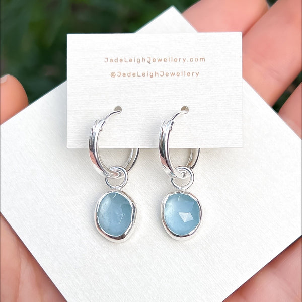 Aquamarine hoop earrings