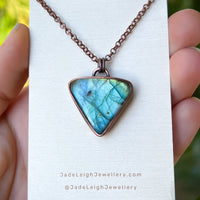 Kangaroo spirit animal necklace, copper and labradorite