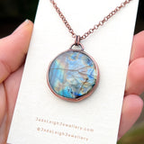 Copper labradorite dragon pendant