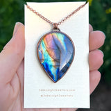 Copper labradorite dragon pendant
