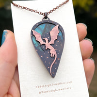 Copper labradorite dragon pendant