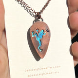 Frog spirit animal necklace, copper and labradorite