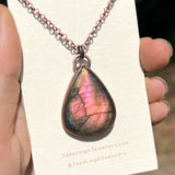 Koala silhouette necklace, labradorite and copper