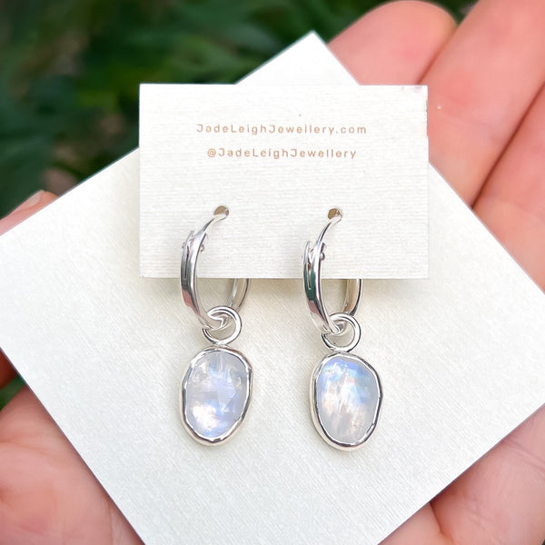 Moonstone hoop earrings