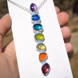 Rainbow chakra gemstone pendant