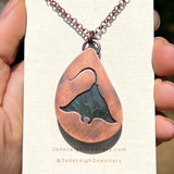 Manta ray totem spirit animal necklace, labradorite and copper