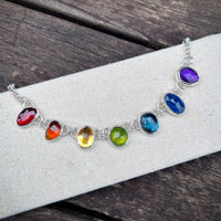 Rainbow chakra gemstone chain