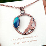 Wedge tailed eagle pendant, copper & opal doublet