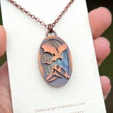Copper labradorite dragon mountains pendant