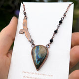 Wedge tailed eagle necklace, copper & labradorite