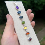 Rainbow chakra lariat necklace