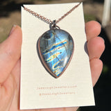 Copper labradorite dragon pendant
