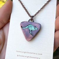 Kangaroo spirit animal necklace, copper and labradorite