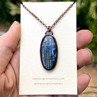Mermaid silhouette necklace, labradorite and copper