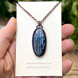 Mermaid silhouette necklace, labradorite and copper